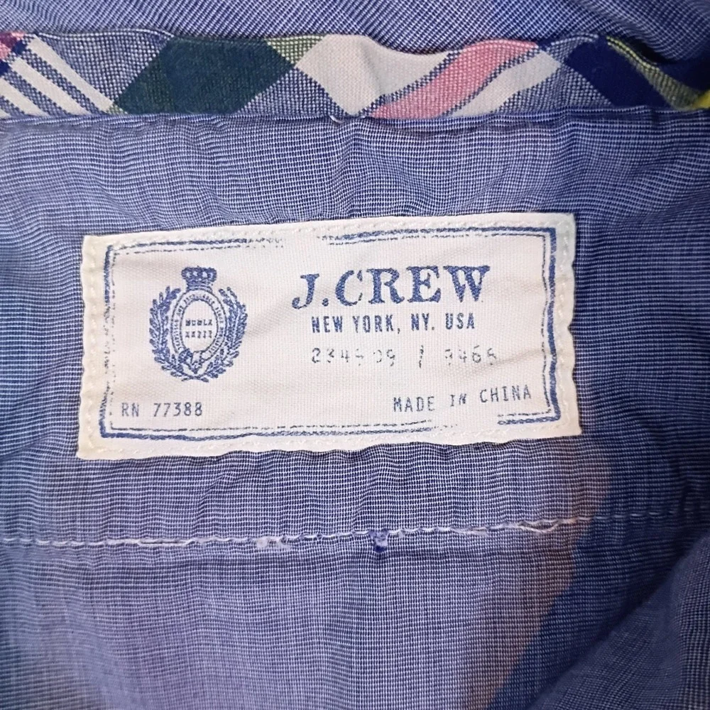 J.Crew Mens Seersucker Shorts 31 Blue White Striped Regular Fit Cotton